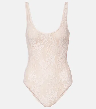 Zimmermann Floral Lace Bodysuit In Pink