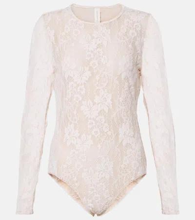 Zimmermann Floral Lace Bodysuit In Pink