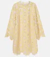 Zimmermann Womens Floral-pattern Long-sleeved Cotton-blend Mini Dress Cream Yellow In Yellow