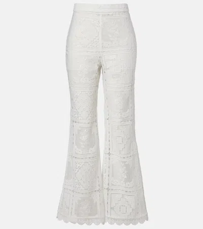 Zimmermann Floral Lace Flared Pants In White