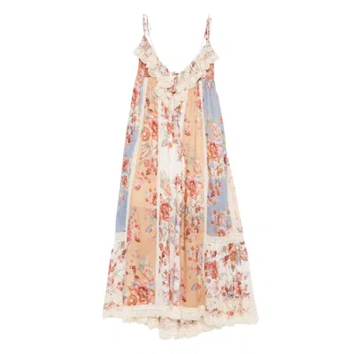 Zimmermann Awaken Lace Trim Dress Spliced Print In Multi