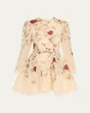 Zimmermann Womens Cream Cascade Hypnotic Lace Linen And Silk Mini Dress In Multi