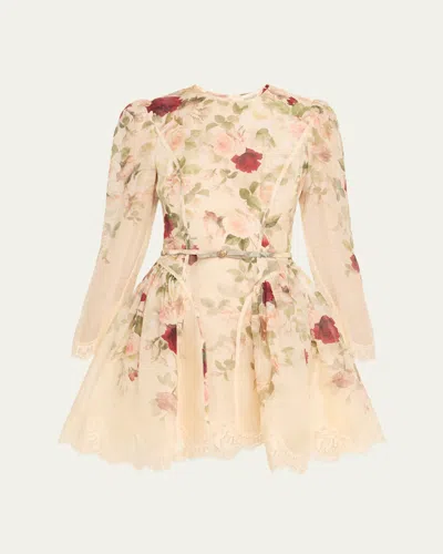 ZIMMERMANN FLORAL LACE PANELED MINI DRESS