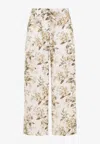 Zimmermann Cream Floral Linen Relaxed Pocket Pant In Multicolor