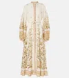 Zimmermann Womens Cream Peony Printed Silk-belt Buttoned Linen Midi Dress Xxs In White