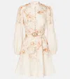 ZIMMERMANN ILLUSTRATION FLORAL LINEN MINIDRESS