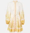 Zimmermann Floral-print Linen Mini Dress In White
