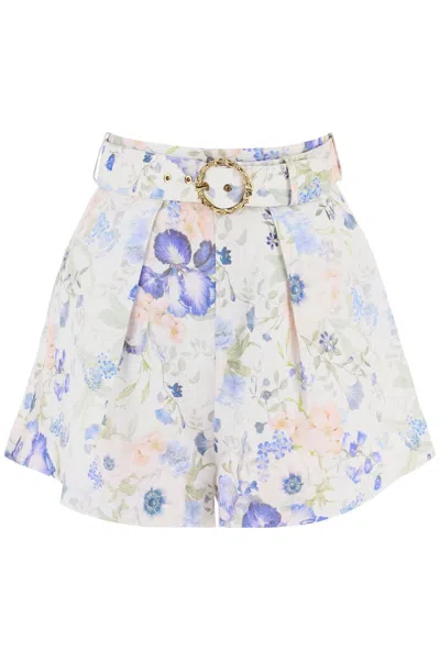 Zimmermann Floral Linen Nature Shorts For In White