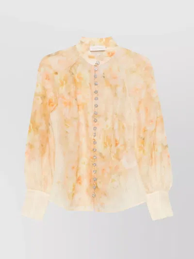 Zimmermann Crush Floral-print Linen-blend Blouse In Multicolor