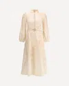 Zimmermann Crush Multicolor Midi Dress With Puffed Sleeves And Adjustable And Removable Belt In Linen Woman In Neutral