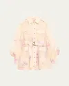 Zimmermann Hypnotic Floral Print Long Sleeve Organza Shirtdress In Neutral