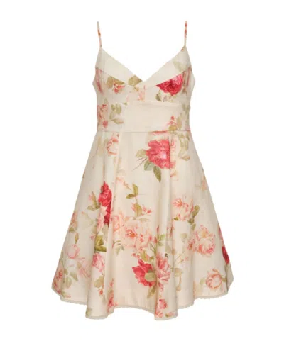 Zimmermann Floral Mini Dress In Brown
