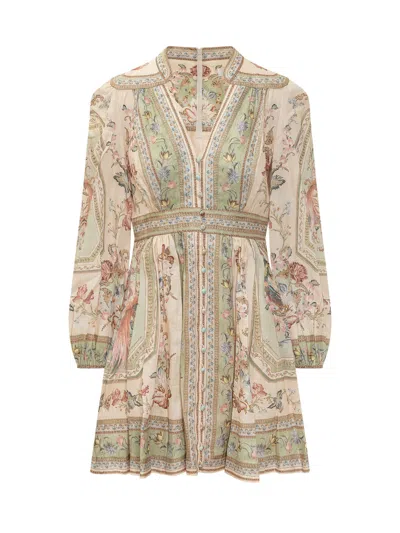 Zimmermann Floral Mini Dress For Autumn In Sage Tapestry Floral