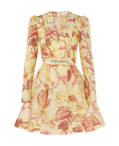 Zimmermann Hibiscus Floral-print Minidress In Multicolor
