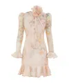 Zimmermann Crush Flower-detailed Linen-silk Mini Dress In Nude