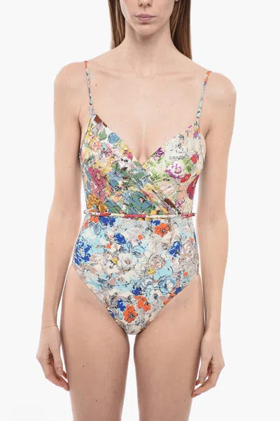 Zimmermann Floral-motif Clover Wrap One-piece Swimsuit