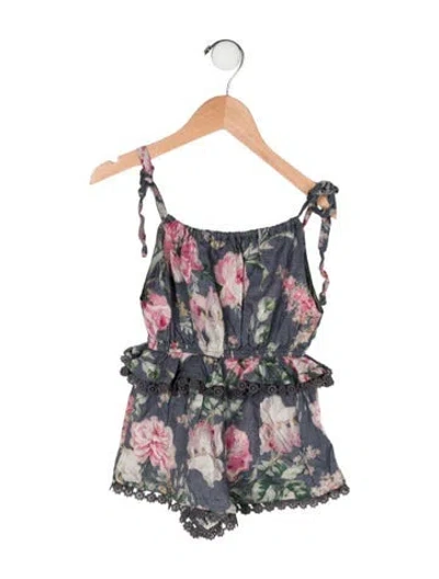 Pre-owned Zimmermann Babies' Floral One Piece Romper In Gray