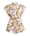 Zimmermann Coco One-piece Jumpsuit In Beige Linen In Neutral