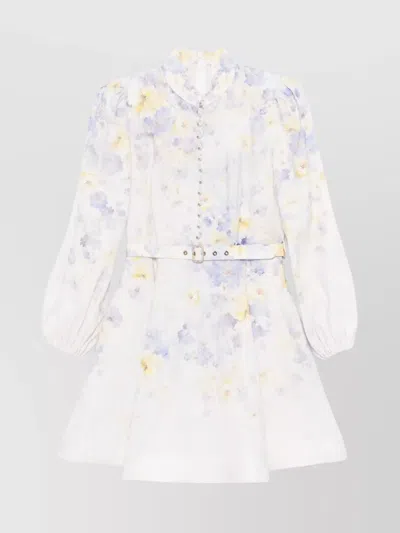 Zimmermann Crush Buttoned Mini Dress In Multi
