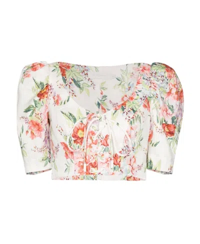 Zimmermann Floral Pattern Short Blouse In Multi