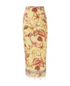 Zimmermann Back Slit Pencil Skirt In Printed Linen In Yellow