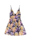 Zimmermann Luna Gathered Floral-print Linen And Silk-blend Mini Dress In Multi