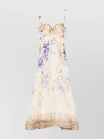 ZIMMERMANN FLORAL PICNIC MIDI DRESS