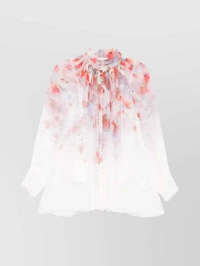 ZIMMERMANN FLORAL PLEATED SMOCK BLOUSE