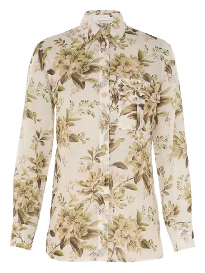 Zimmermann Floral Pocket Shirt In Neutral