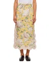 Zimmermann Acacia Scalloped Floral-print Linen Midi Skirt