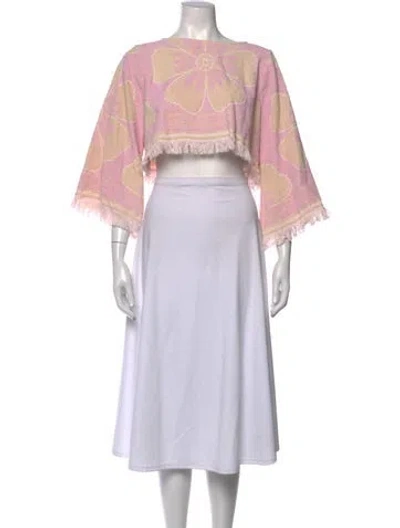 Pre-owned Zimmermann Floral Print Bateau Neckline Sweater In Pink