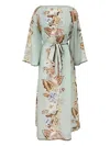Zimmermann Floral-print Belted Dress In Green