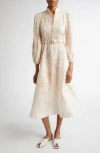 Zimmermann Women Floral Print Linen Crush Midi Dress In Neutral