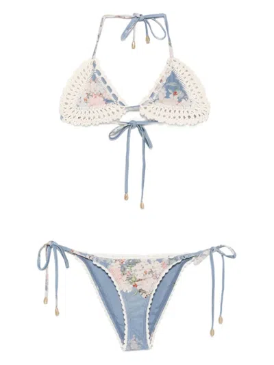 Zimmermann Floral-print Bikini In Blue