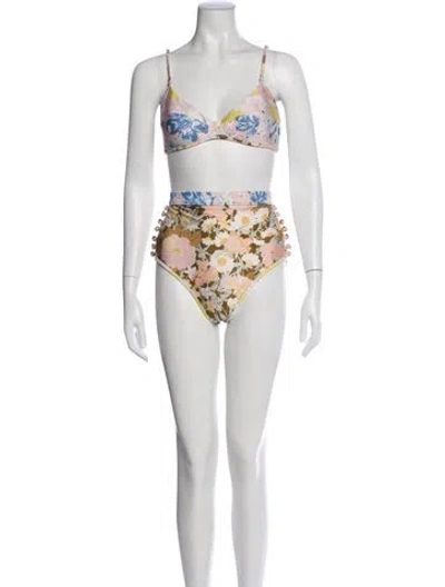 Pre-owned Zimmermann Floral Print Bikini In Brown