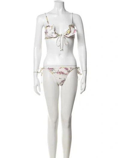Pre-owned Zimmermann Floral Print Bikini In Neutrals