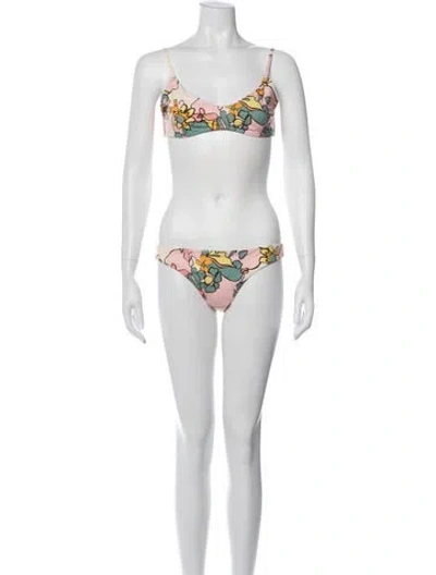 Pre-owned Zimmermann Floral Print Bikini W/ Tags In Blue