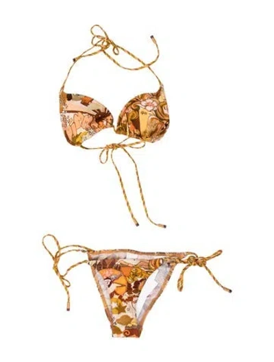 Pre-owned Zimmermann Floral Print Bikini W/ Tags In Multi