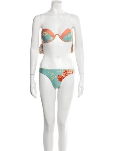 Pre-owned Zimmermann Floral Print Bikini W/ Tags In Multicolor