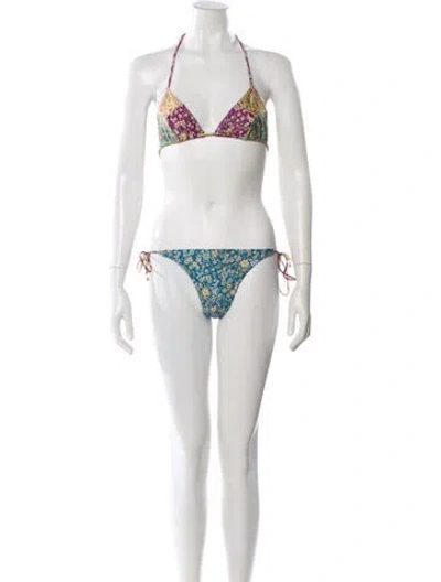 Pre-owned Zimmermann Floral Print Bikini W/ Tags In Neutral