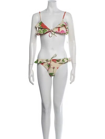 Pre-owned Zimmermann Floral Print Bikini W/ Tags In Neutrals