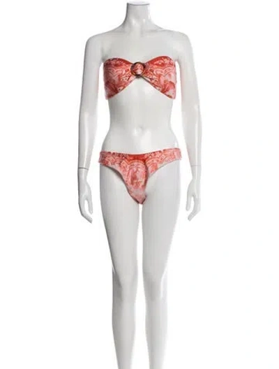 Pre-owned Zimmermann Floral Print Bikini W/ Tags In Red