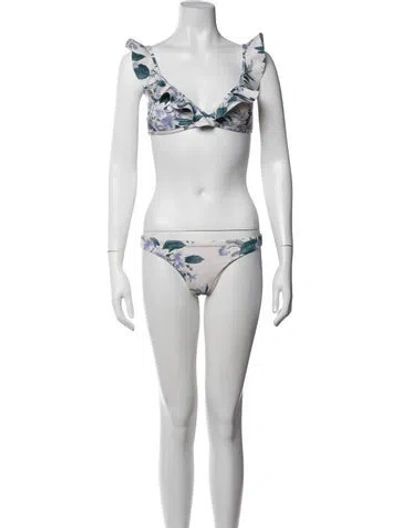 Pre-owned Zimmermann Floral Print Bikini In White