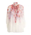 Zimmermann White Viscose Smock Crush Blouse In Pink