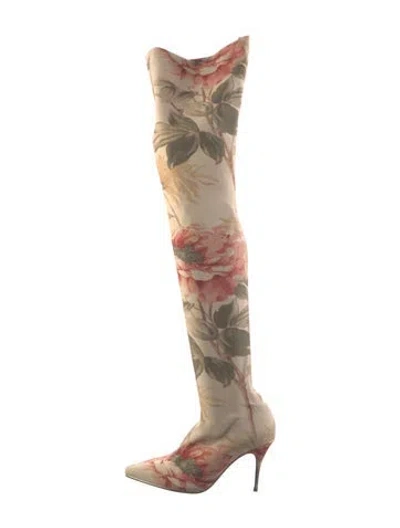 Pre-owned Zimmermann Floral Print Boots In Neutral