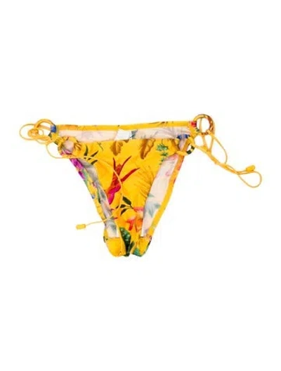 Pre-owned Zimmermann Floral Print Bottoms In Yellow