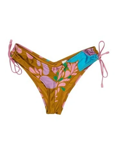 Pre-owned Zimmermann Floral Print Bottoms In Yellow