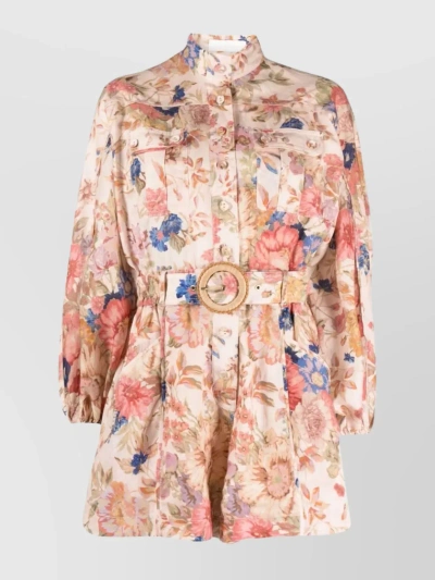 ZIMMERMANN FLORAL PRINT COLLARED PLAYSUIT