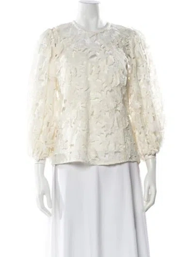Pre-owned Zimmermann Floral Print Crew Neck Blouse In Neutral