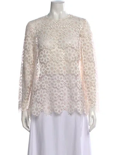Pre-owned Zimmermann Floral Print Crew Neck Blouse In Pink